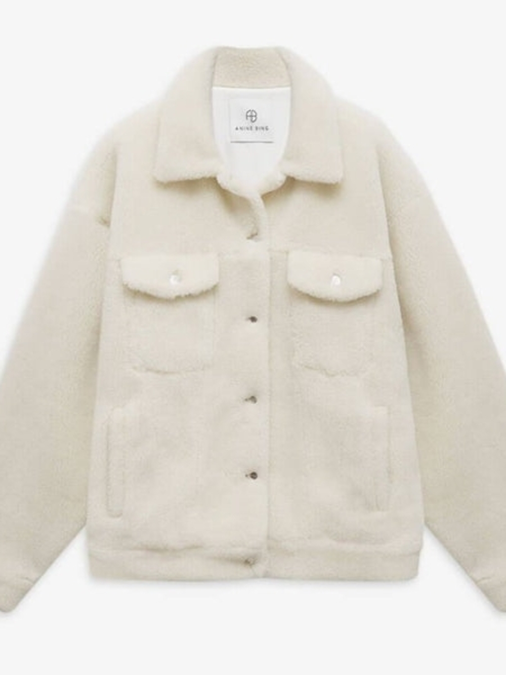 Anine Bing Rory Jacket Sherpa Button-Front Size M cream Faux Shearling NEW - Picture 3 of 10